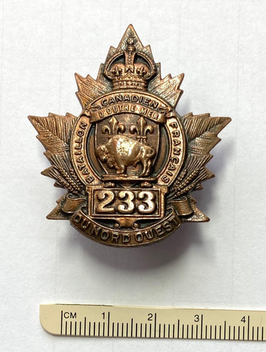 233rd Bn (Nord Ouest) cap badge