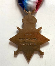1914 (Mons) Star, imp 10427 Pte. S. BRADDICK. 1/SHROPS.L.I
